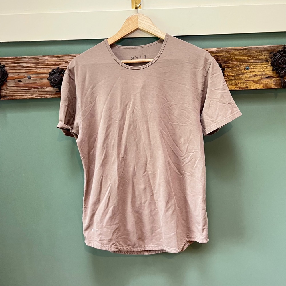 BYLT Premium Basics Lux Drop Cut Short Sleeve Tee Tan Taupe Size M‎